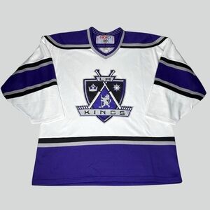 Vintage Los Angeles Kings LA Coat Of Arms CCM NHL Hockey Jersey White